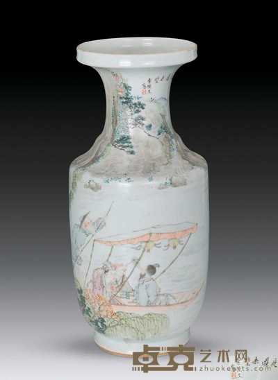民国 浅绛人物盘口瓶 44×16cm